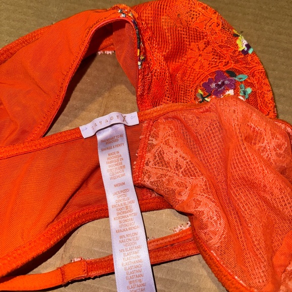 Floral Lace Orange Bralette Savage X Fenty - Picture 3 of 3